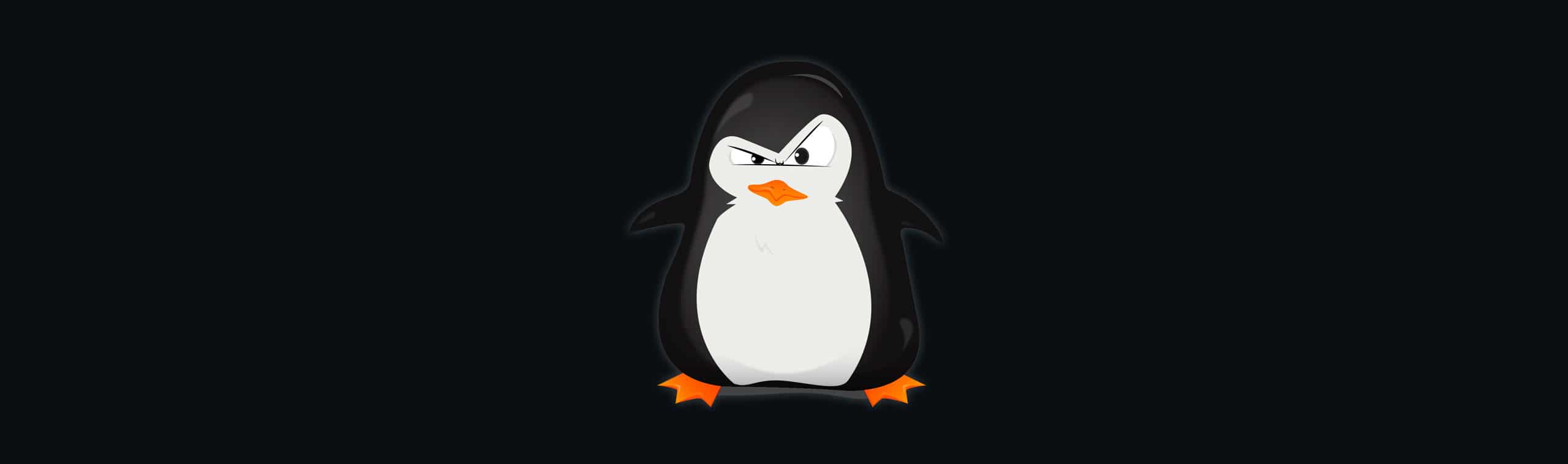 An angry looking cartoon penguin