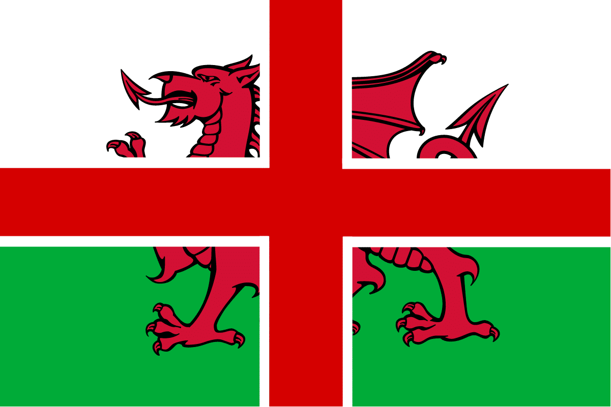 A mashup of the english a welsh flags