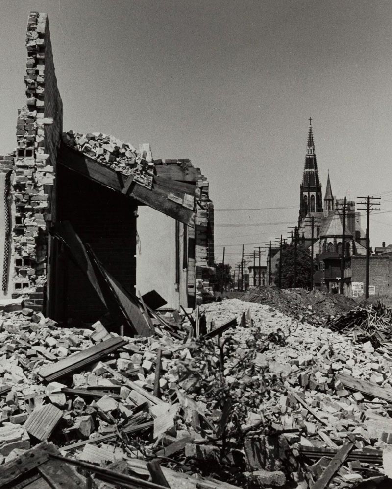 A collapsed building in Detroit photographed by at O'Maley