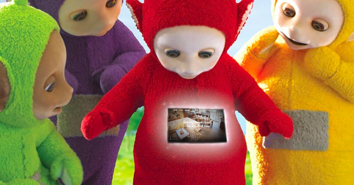 Teletubbies with the Lynch Website on Po's tubby screen