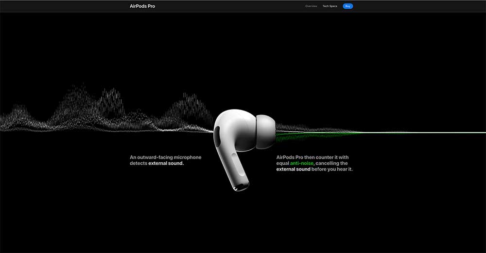 A screenshot of the Apple Airpods Pro webpage