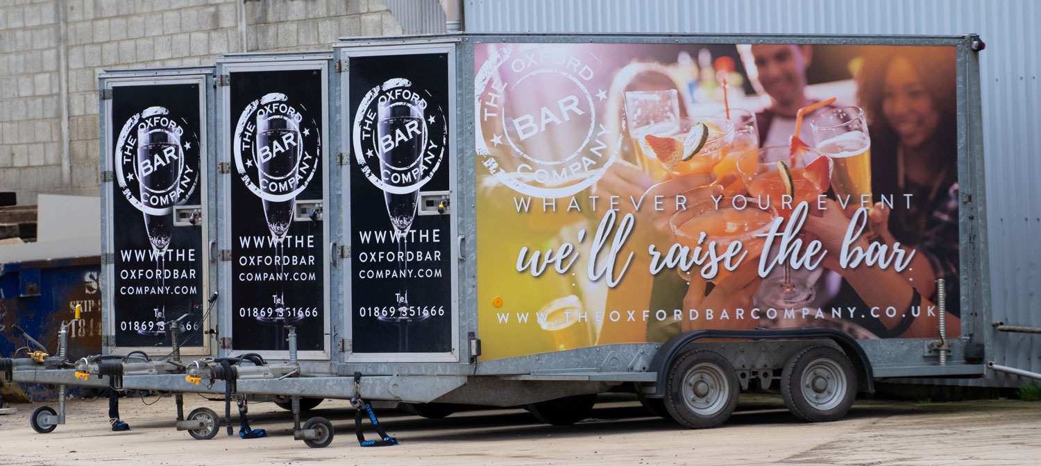Vehicle wraps for The Oxford Bar Company on their trailers