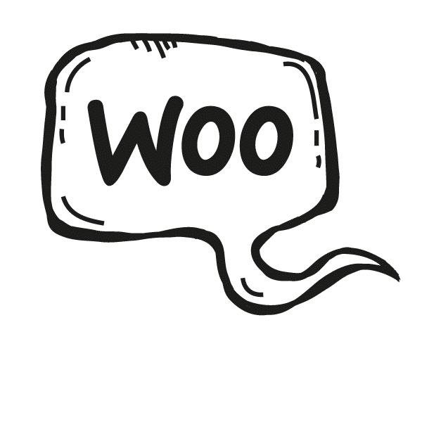 A speech bubble that says "woo"