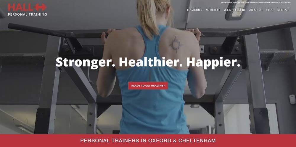 The Hall Personal Training website home page