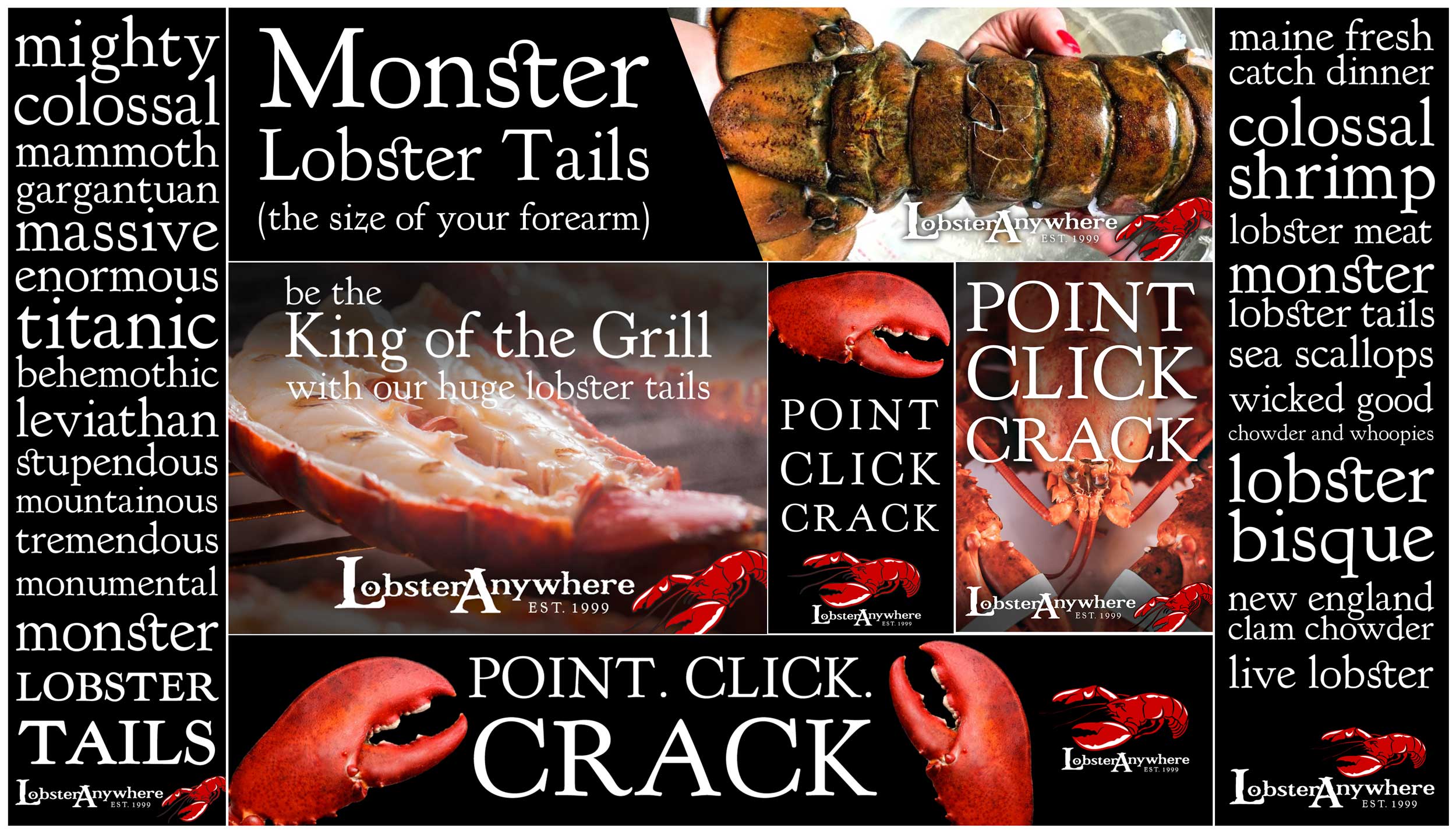 A selection of Google adverts for Lobster Anywhere