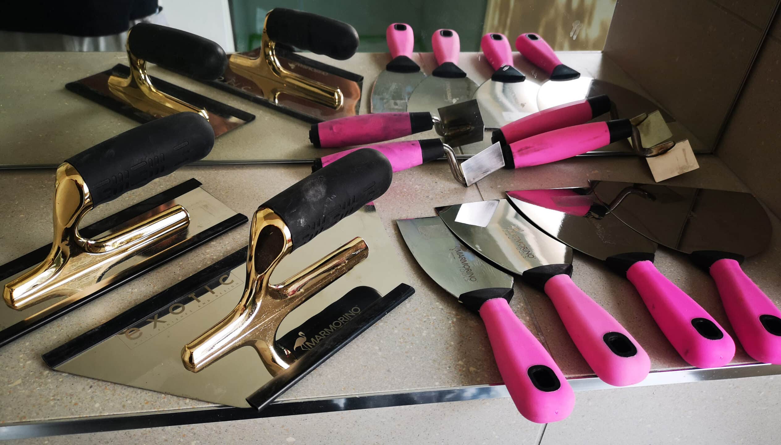 A selection of plastering tools