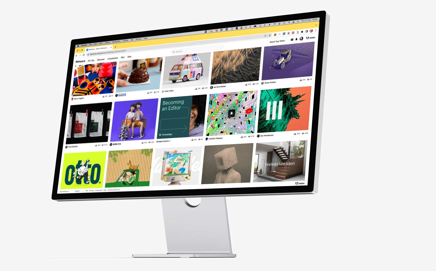 The behance website shown on a display screen