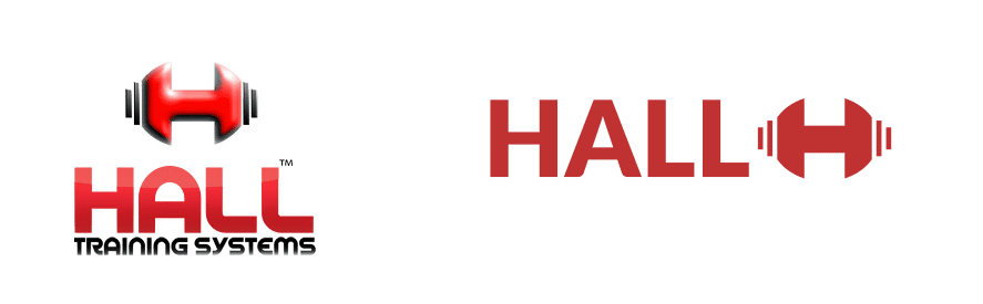 The Hall logo before and after a refresh by Rare Form New Media